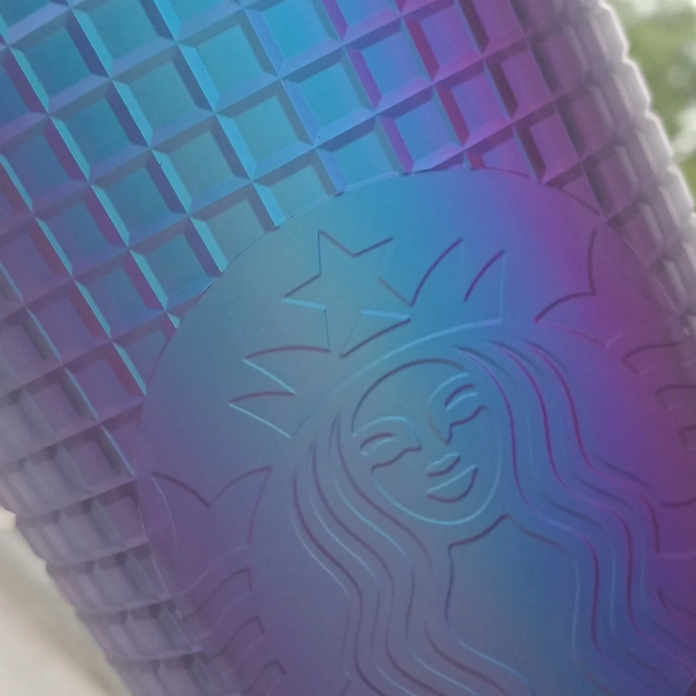 Starbucks Unicorn Holographic Soft Touch Grid 24oz Cold Cup Tumbler Lid w Straw